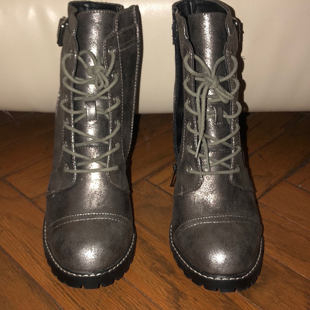 Bronze metallic booties